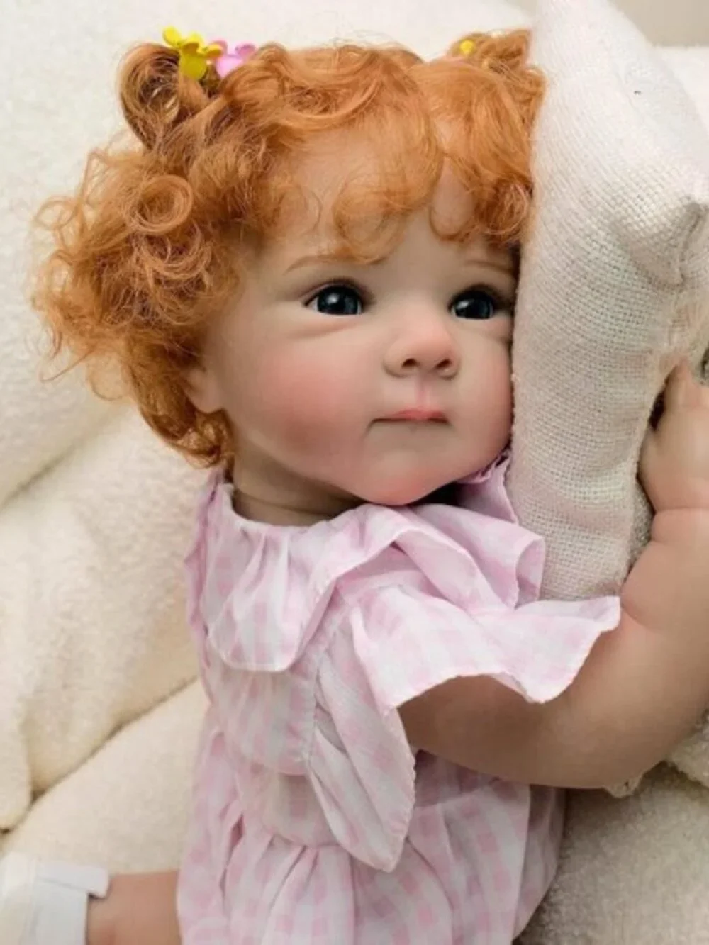 18 Inch Lifelike Red Hair Reborn Newborn Girl Doll Waterproof Veins